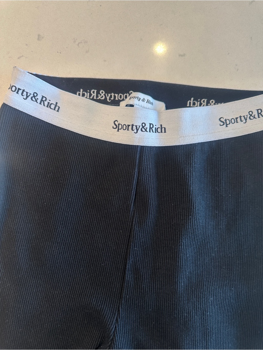SPORTY & RICH SERIF LOGO RIBBED BIKER SHORTS - Picture 5 of 6